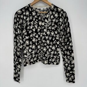 Diane Von Furstenberg Wool Cashmere Cardigan Animal Print Sweater Women's Small‎